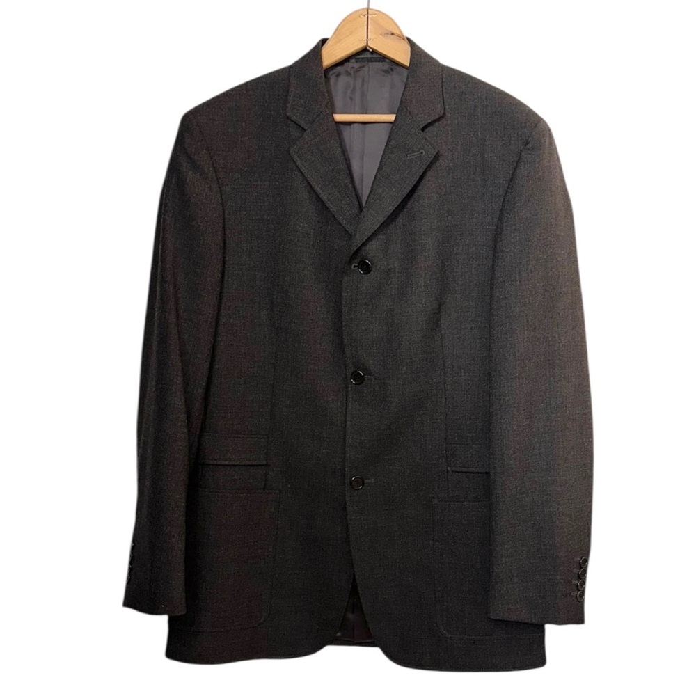 John Varvatos Made in Italy 100% Wool Gray Belted Blazer Sport Coat Jacket ~ 40R - Picture 9 of 12